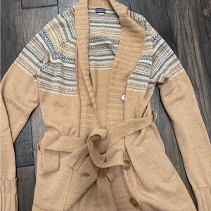 Patagonia Beige Knit Cardigan with Belt